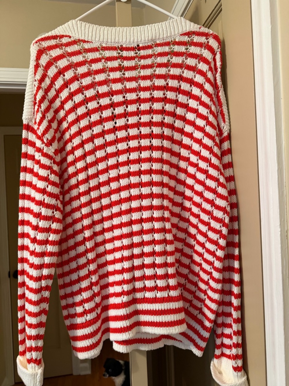 LOFT Red and White Striped Crewneck Sweater - Picture 3 of 5